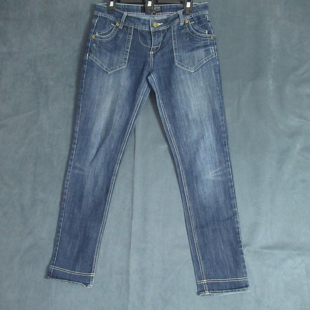 G TTON Jeans Womens Size 9 Blue Denim Pockets Big Stitch Western Cowgirl Moto